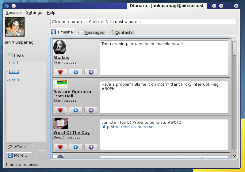 Dianara v0.4 screenshot